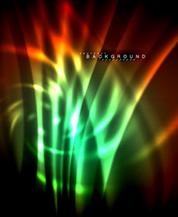 Neon glowing techno lines, hi-tech futuristic abstract background template with square shapes