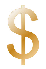 Símbolo de dolar amarillo. 