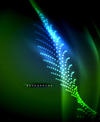 Neon glowing techno lines, hi-tech futuristic abstract background template with square shapes