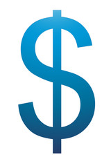 Símbolo de dolar azul.