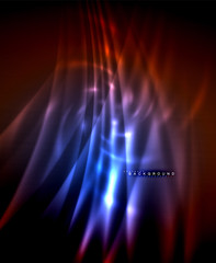 Neon glowing techno lines, hi-tech futuristic abstract background template with square shapes