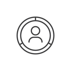 Man with Circle Chart outline icon. linear style sign for mobile concept and web design. Businessman and pie chart simple line vector icon. Symbol, logo illustration. Pixel perfect vector graphics