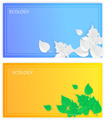 Two ecology backgrounds with paper art leaves.