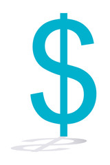 Símbolo de dolar azul.