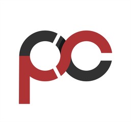 pc, fc initials simple font logo