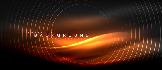 Neon glowing lines, magic energy space light concept, abstract background wallpaper design