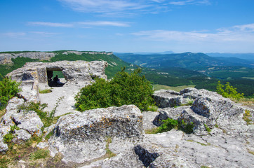 Fototapeta na wymiar Mangup-Kale, ancient cave city in the Crimean Mountains