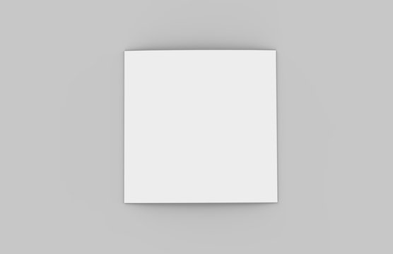 Square Tri-Fold Brochure Mock-up on Isolated White Background, 3D Illustration