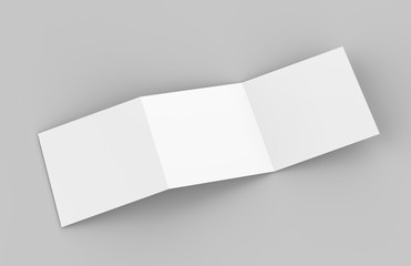 Square Tri-Fold Brochure Mock-up on Isolated White Background, 3D Illustration