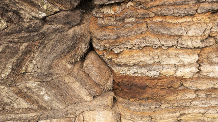 Wall of peat as a background. Walls and houses were made of peat in the past