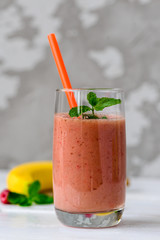 smoothies of fresh fruit in a glass, healthy food