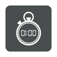 Icono plano cronometro 0100 digital en cuadrado gris