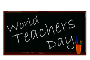 Illustration of the school board with the inscription World Teacher's Day