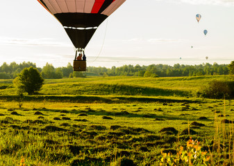 Bright colorful hot air balloon flying © smspsy