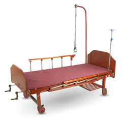 Hospital bed-transformer with a mattress isolated on white