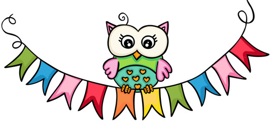 Owl wih flag banner