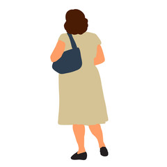 vector, isolated, flat style woman is walking