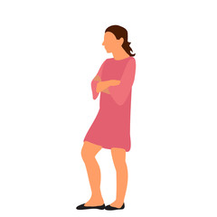 vector, isolated, flat style girl is walking