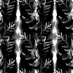 Summer tropical pattern, background with palm leaves.