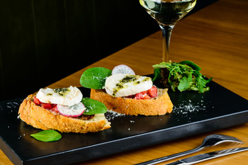 Appetizing sandwiches bruschetta