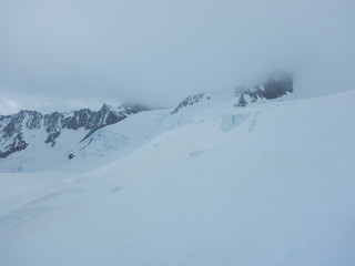 Fototapeta na wymiar crevasses and seracs on a glacier
