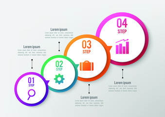 Business infographic template with 4 options circle shape, Abstract elements diagram or processes and business flat icon, Vector business template for presentation.Creative concept for infographic.