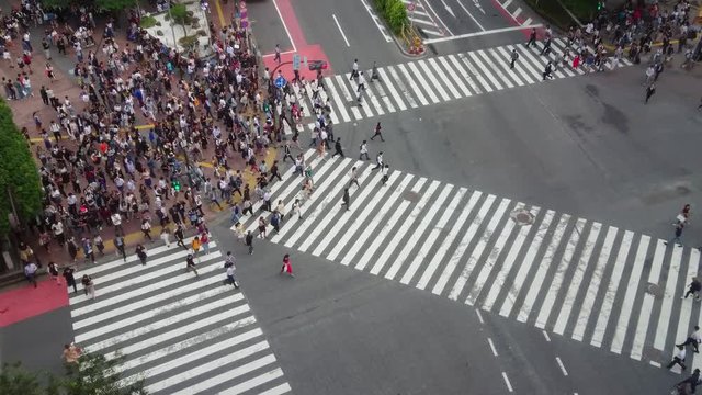 Shibuya Crossing in Tokyo - a busy place - TOKYO / JAPAN - JUNE 12, 2018