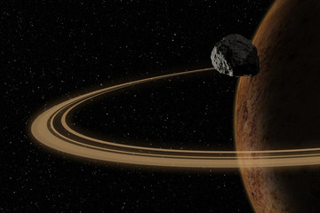 Unknown planet, stars and nebula in outer space. Space exploration.