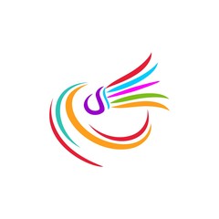 Shuttlecock icon with Abstract Swoosh. You can use for Sport logo and Badminton Championship Logo. vector illustration