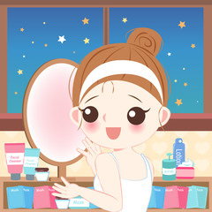 cartoon skin care woman