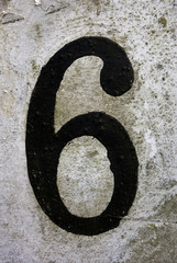 Written Wording in Distressed State Typography Found Number 6 Six