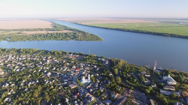 The city of Vilkovo, Odessa region, Ukraine, Aerial view at summer time.