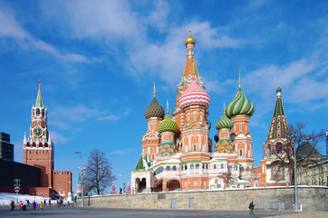 Fototapeta premium MOSCOW, RUSSIA - February, 2018: Saint Basil's Cathedral, is a church in the Red Square in Moscow