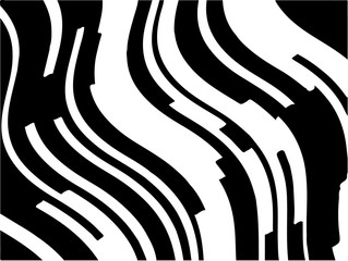 Black white background with optical effect. Curved lines. Minimal design. Zebra pattern. Vector illustration Textured surface