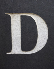 Written Wording in Distressed State Typography Found Letter D