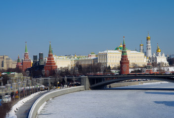 MOSCOW, RUSSIA - February, 2018: Kremlin in sunny winter day