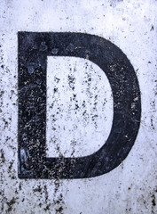 Written Wording in Distressed State Typography Found Letter D