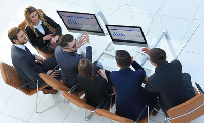 view from the top.business team discussing