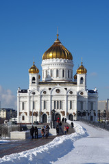 Fototapeta na wymiar MOSCOW, RUSSIA - February, 2018: The Cathedral of Christ the Saviour in winter day