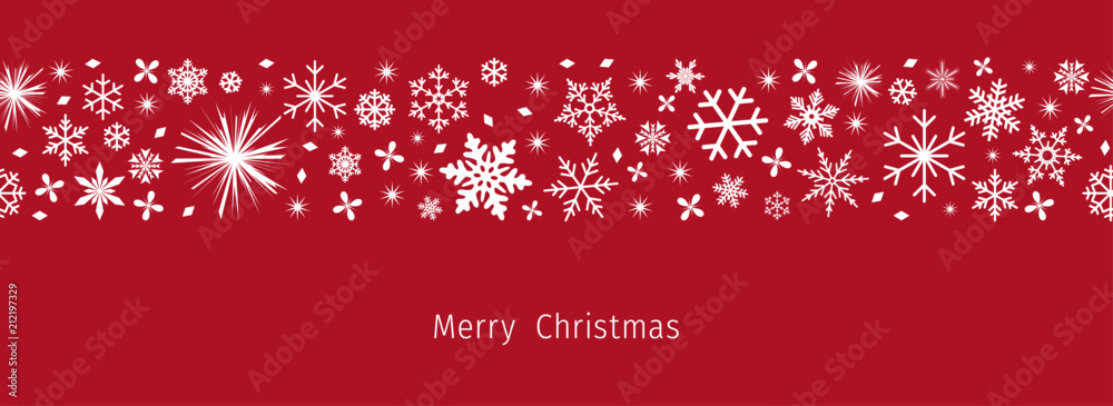 Wall mural christmas border. seamless snowflake border for christmas card. merry xmas snow flake pattern design