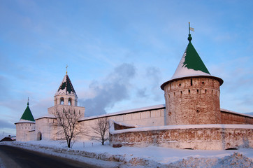 KOSTROMA, RUSSIA - February, 2018: Ipatyevsky Monastery in winter day