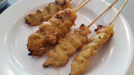 Pork Satay in dish   

