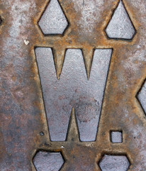 Written Wording in Distressed State Typography Found Letter W
