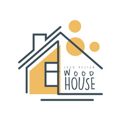 Fototapeta premium Projekt szablonu logo domu z drewna, koncepcja ekologicznego domu wektor ilustracja na białym tle