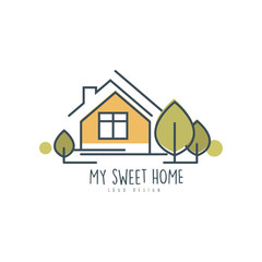 My sweet home logo template design, eco friendly house concept vector Illustration on a white background