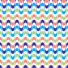 Waves geometric seamless pattern. Simple wavy zigzag stripes background. Colorful modern decoration design - 212198924