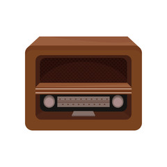 Brown retro radio vector Illustration on a white background