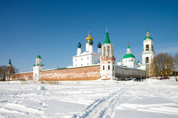 Fototapeta na wymiar ROSTOV, RUSSIA - February, 2018: Rostov the Great. Spaso-Yakovlevsky Monastery in winter day
