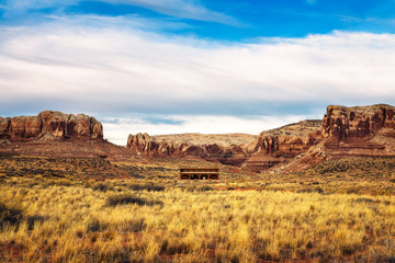 Old saloon in a typical southwestern landscape