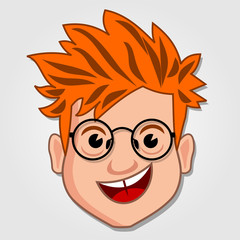 Funny cartoon Boy Face icon. Vector illustration.